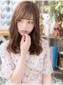 大人かわいいくせ毛風カール&斜めバングb戸田公園20代30代40代