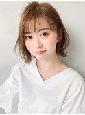 ショコラベージュ ボブルフ  ベビーバング カール くびれヘア