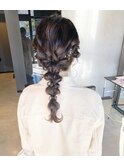 編みおろし 金箔 ヘアアレンジ