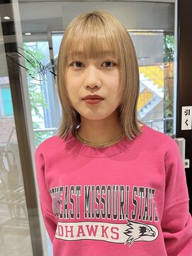 ラミエバイメルト 下北沢(lamie by melt) 村上/ 切りっぱなしボブ ミルクティーベージュ ケアブリーチ