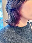 大人可愛いストレートくびれボブインナーカラー肩ライン外ハネ