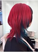 ハイトーン/個性的/派手髪/レッド/ウルフカット/インナーカラー