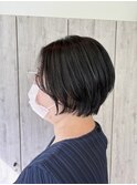 【くびれショートボブ×前髪パーマ】前髪なし/顔まわり/姫路