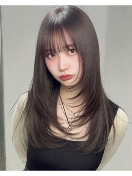 オンク 新宿(onk) 黒髪/グレーベージュ/レイヤーロング/前髪パーマ[新宿駅]