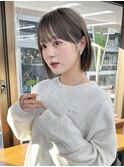 大人ガーリーダークアッシュ小顔似合わせカット