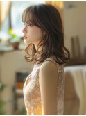 ☆シースルーバング小顔ウルフミディ黒髪メルティカラーボブ