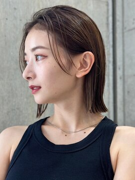 サンク 原宿 表参道(cinq) ブリーチなしダブルカラーピンクベージュミディアムボブ20代30代