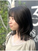 ミディアムくびれヘア/アッシュブラウン