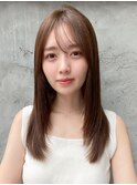 小顔 前髪 レイヤーカット 暗めカラー デザインカラー"