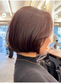 武蔵小杉大人丸みボブ秋冬透明感カラーピンクブラウン30代