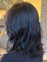 トップヘアーラウンジ 知立(TOP HAIR Lounge)&nbsp;知立暗髪ブルーブラック透明感ミディアムレイヤーウェーブ面長