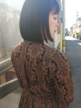 ブルー(BLUE) #BLUE　黒髪ストレートボブ