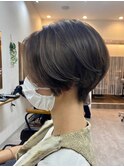 前下がりショートボブ丸みショート/アースカラー/30代40代50代