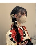 成人式　ツイン編みおろしヘア