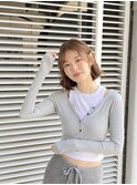 ★くびレイヤーエモージュ斜めバングイメチェン愛されショート