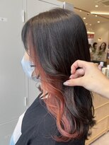 スピンヘア SOCOLA塚口店(Spin hair)&nbsp;オレンジイヤリング×ダークブラウン×ナチュラルヘア