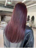 チェリーブラウン ダブルカラー 髪質改善 ストレート 艶髪 20代