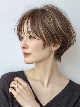 ハーツ(Heart's) 似合わせショートボブ×白髪ぼかし脱白髪染め30代40代50代60代♪