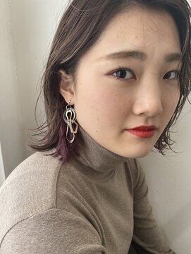 アディクト(ADDICT) インナーカラーピンクバイオレット　ボブ