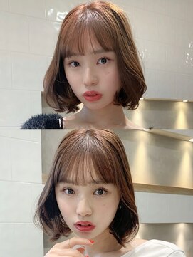 フォンズ(FONS) 大人ガーリー韓国ボブタンバルモリ外ハネチョコレート20代30代