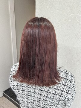 アジールヘア 所沢プロペ通り店(agir hair) ピンクブラウン美髪切りっぱなしボブ外はね練馬所沢