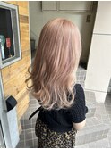 色落ちブロンドなるピンクベージュ(ブリーチ1回~2回)