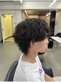 爽やか無造作波巻きパーマ メンズマッシュウルフ