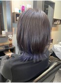 レイヤーボブ　インナーカラー　ラベンダー