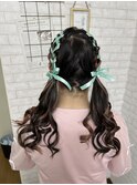 レースアップツインテール×ミックス巻き
