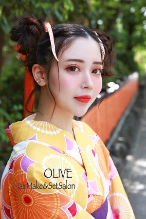 オリーブのお団子アレンジヘアセット