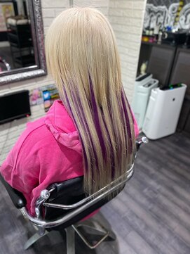 ミミック (mimic) 【エクステ】白金×紫【原色カラー】