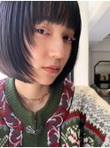 マニッシュボブ/韓国風顔周り/アッシュブラック◎20代30代