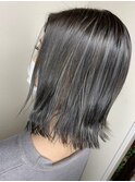 ブルージュカラー_マロンベージュ Aラインボブ かきあげ