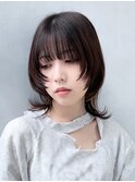 エッジウルフスタイル_斜めバンググレージュカラー_9317