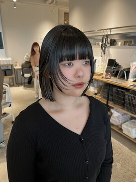 ヘアーエスクールシーユー 枚方T-SITE店(hair S.COEUR×Cu) ボブ/切りっぱなしボブ/黒髪ボブ/顔まわりレイヤー