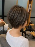 ボブ/ショートボブ/ハイライト/20代/30代/大人女性/白髪ぼかし
