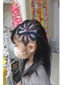 花型コーンロウ★キッズ学生ダンス★トレンドカラーエクステ