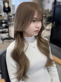 ミルクティーカラーレイヤーカット韓国巻き