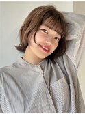 ボブレイヤー くびれヘア 顔周りカット ベージュカラー