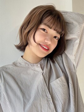 アモレット 天文館店(amoretto) ボブレイヤー くびれヘア 顔周りカット ベージュカラー