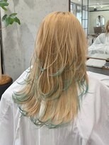 ヴェルム ヘア デザイン(Velum.HAIR DESIGN)&nbsp;ブロンドベージュ×ミントグリーンのエンドカラー
