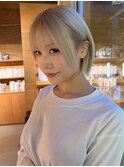 #ハイトーンショート#金髪ショート#触覚#ホワイトベージュ