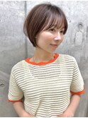 透明感カラー ボブ 前髪 ショート カラー ブリーチ&カラー