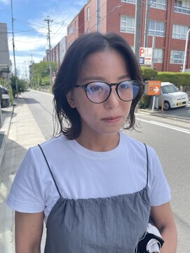ヘアー アイス 御器所本店(HAIR ICI) 20代30代大人可愛いアッシュベージュくびれボブ耳掛け透明感