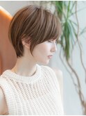 大人かわいい前髪セシルカットココアブラウンフリンジウェーブ