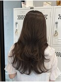 ハイレイヤーレイヤーカットブリーチ無しカラー顔周り韓国