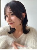 鎖骨ミディアムレイヤーカット小顔カット顔周りレイヤーカット栄