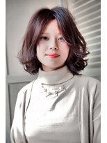 ヘアーアンドアトリエ マール(Hair&Atelier Marl)&nbsp;【Marl】ミディアムボブのダークベリーピンク