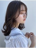 シースルー前髪ラベンダーカラーくびれ/黒髪/似合わせカット