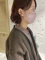 コフィー バイ メルト 吉祥寺(cofy by melt)&nbsp;【三ツ井純】ピンクベージュ耳かけボブパーマ 大人かわいい